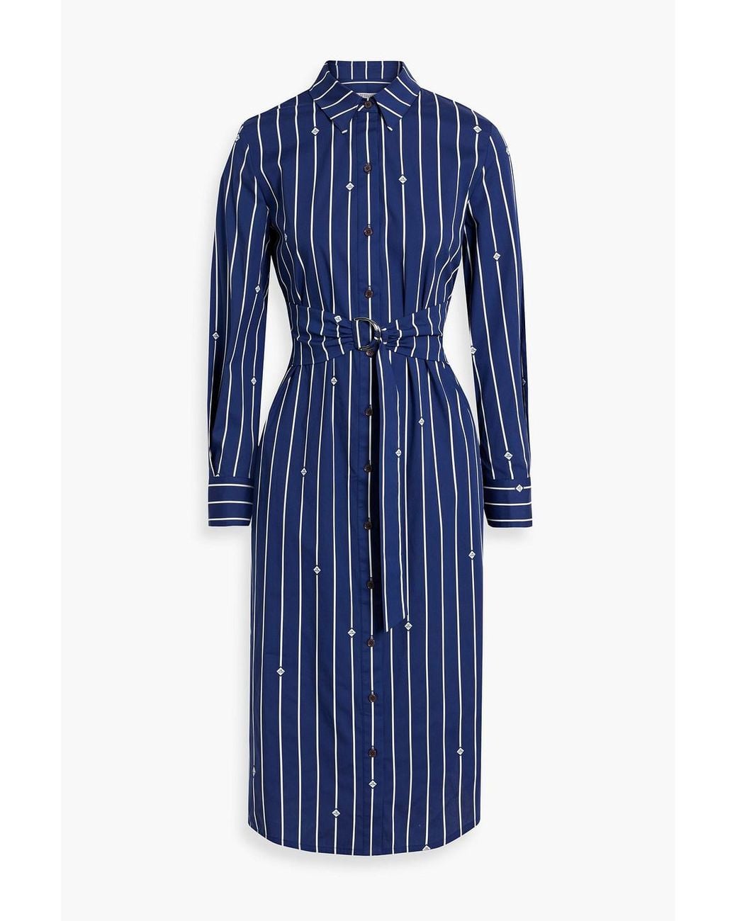 10 Crosby Derek Lam Striped Cotton-blend Poplin Midi Shirt Dress in Blue |  Lyst