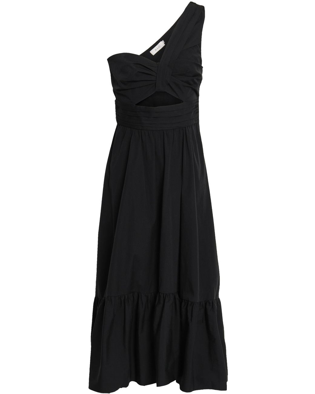 A.L.C. One-shoulder Cutout Cotton-poplin Midi Dress Black | Lyst