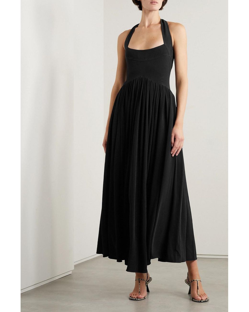 ワンピース KHAITE SS23 MARISOLE DRESS (9045414_K414296) KHAITE Marisole Dress Onyx | thewebster | REVERSIBLE