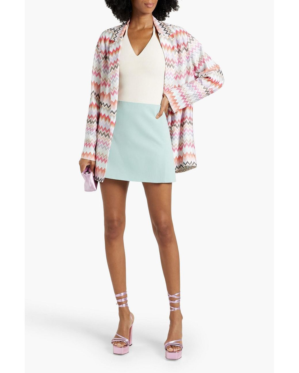ボトムスその他 Missoni Pink Lame Chevron Viscose Knit Blazer Missoni Pink Lame Chevron Viscose Knit Blazer In Grey | ModeSens