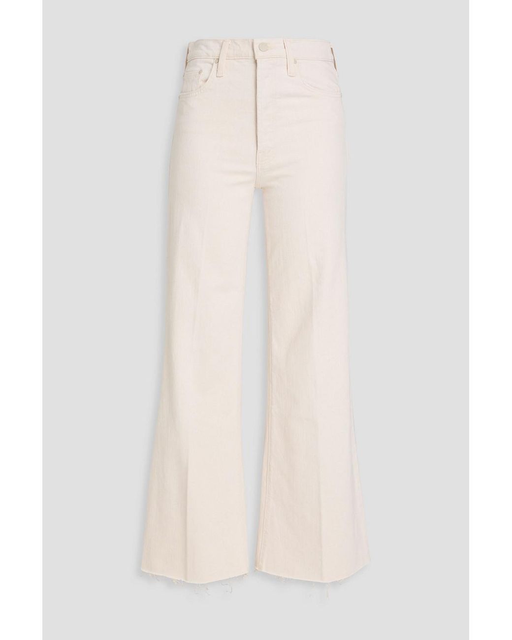 White Frayed High Rise Flares