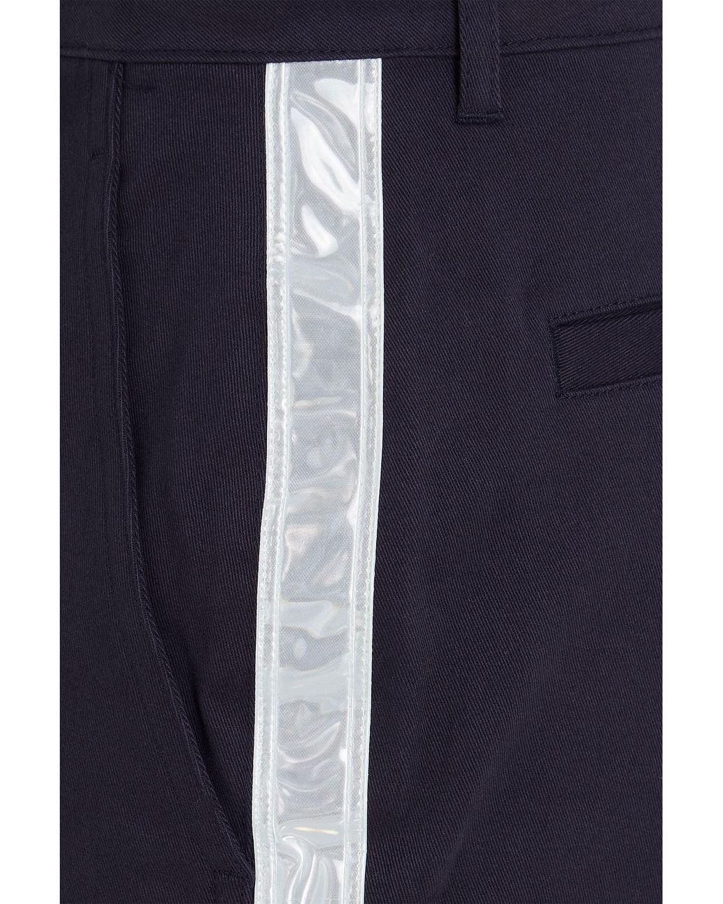 Tory Burch Blue Cropped Cotton-Twill Tapered Pants