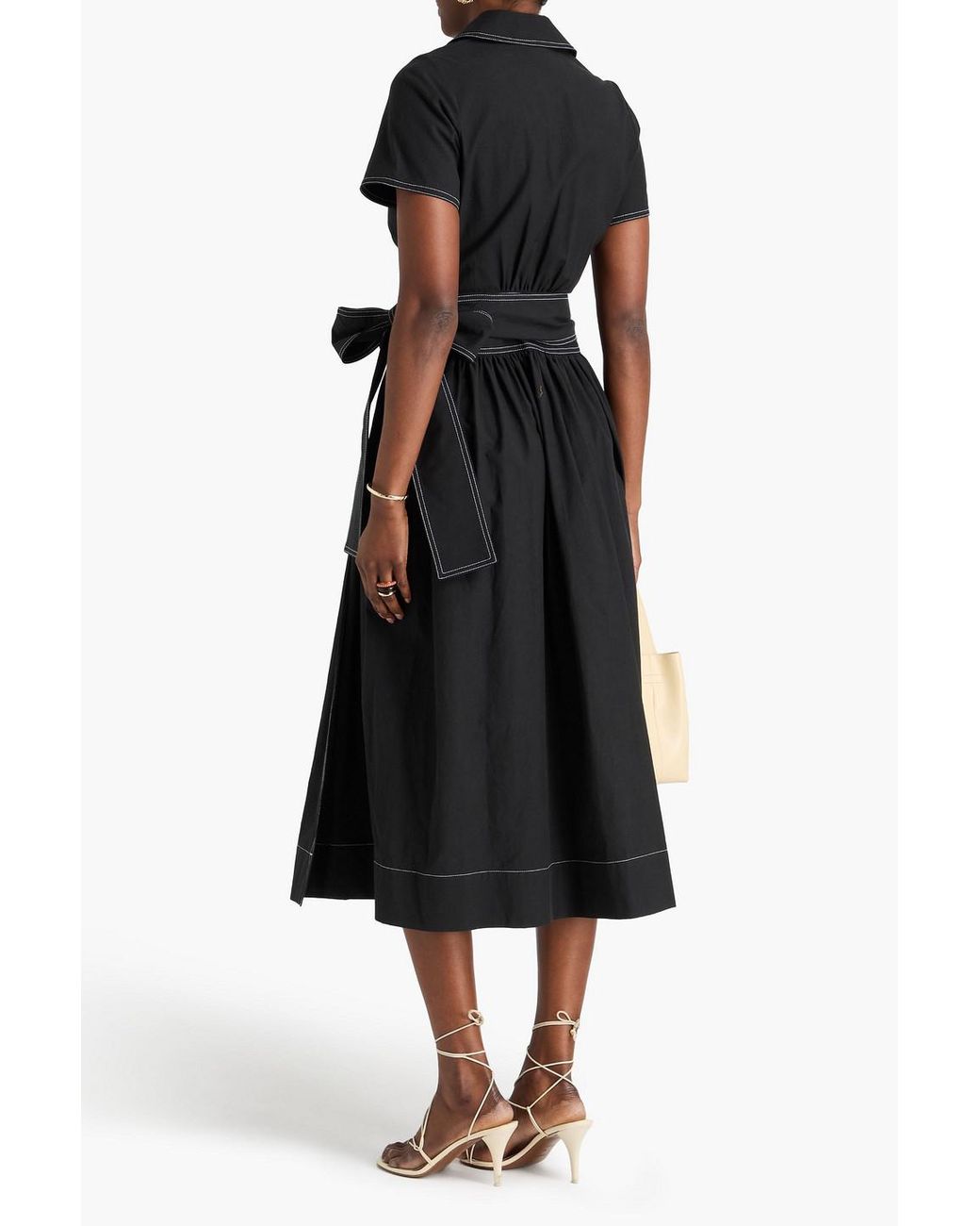 Claudie Pierlot Black Lyocell And Cotton-blend Midi Wrap Dress