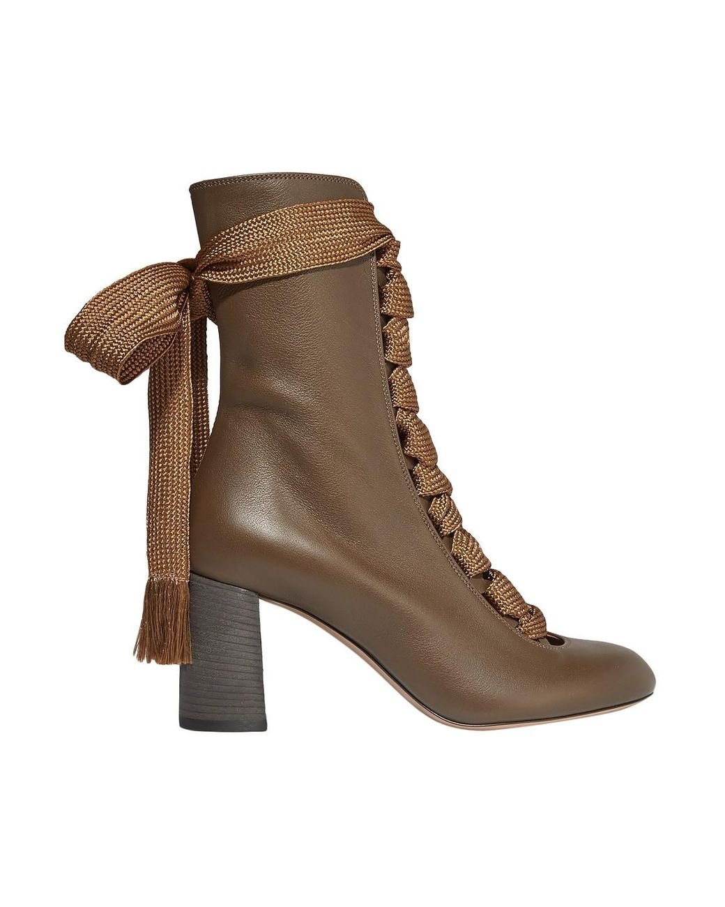 Chloé Chloé Harper Lace-up Leather Ankle Boots Light Brown | Lyst