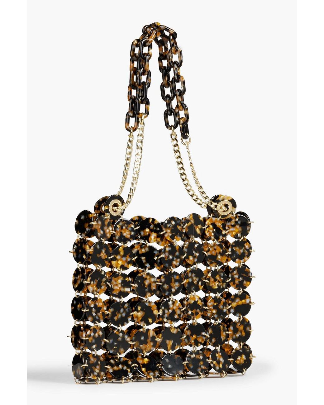Sandro Pastille Tortoiseshell Resin Chainmail Tote in Black | Lyst