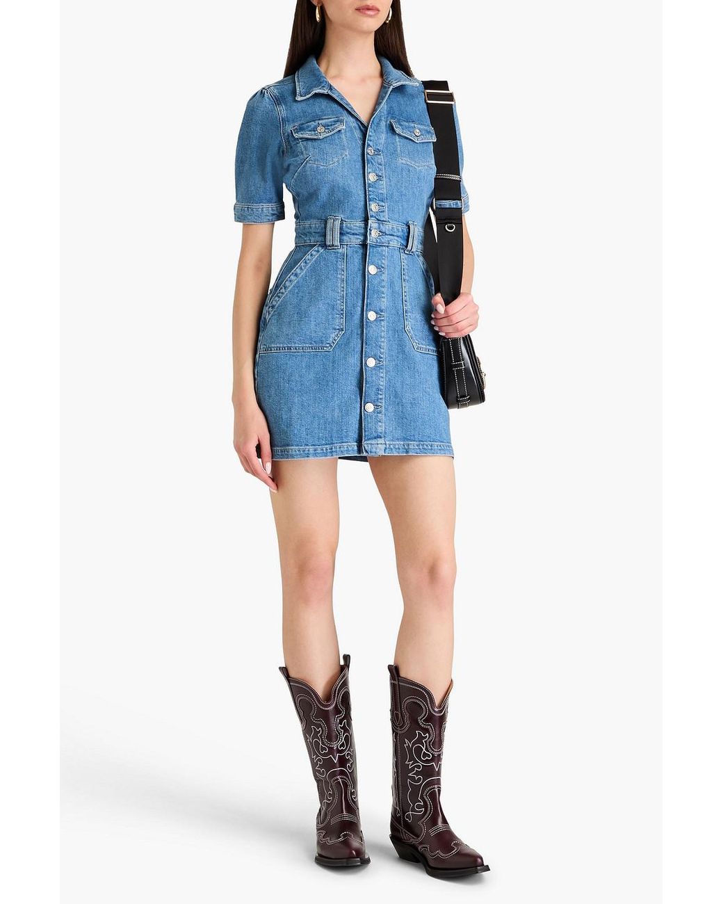 PAIGE Mayslie Denim Mini Shirt Dress in Blue | Lyst