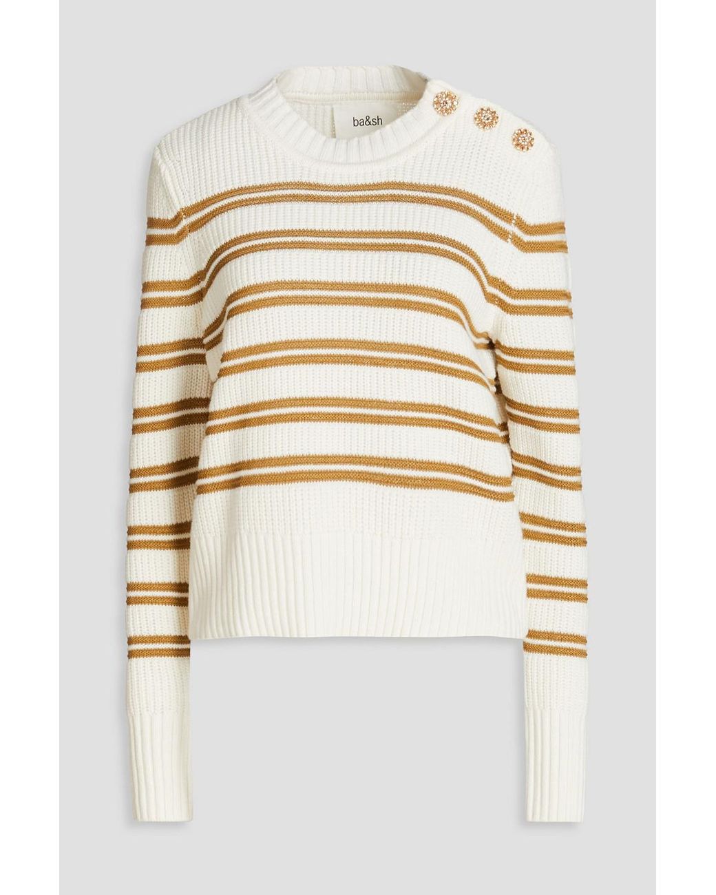Ba&sh Kahel Button-embellished Striped Ribbed-knit Sweater in ...