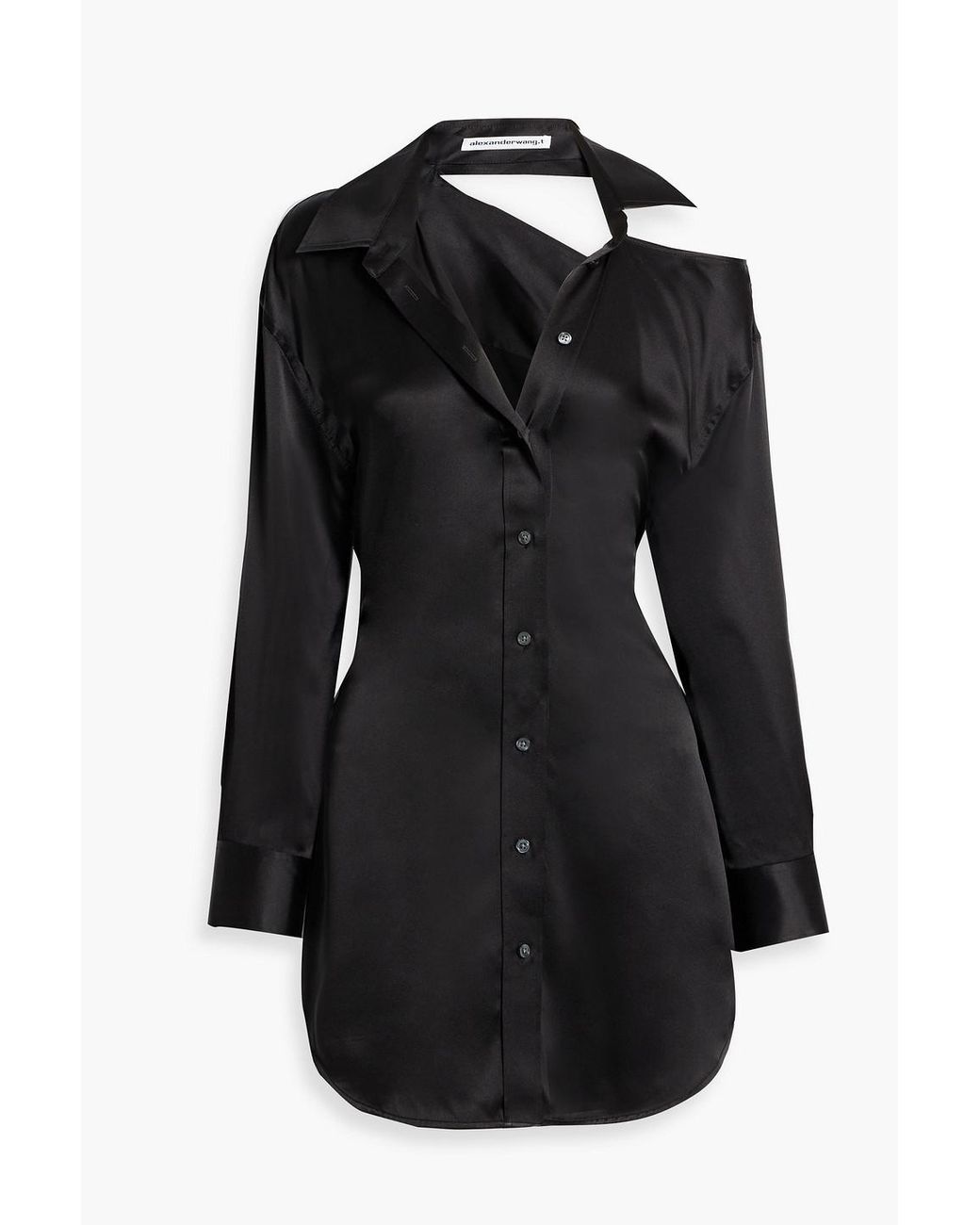 T By Alexander Wang Cutout Silk-satin Mini Shirt Dress in Black | Lyst T By Alexander Wang Cutout Silk-satin Mini Shirt Dress in Black | Lyst