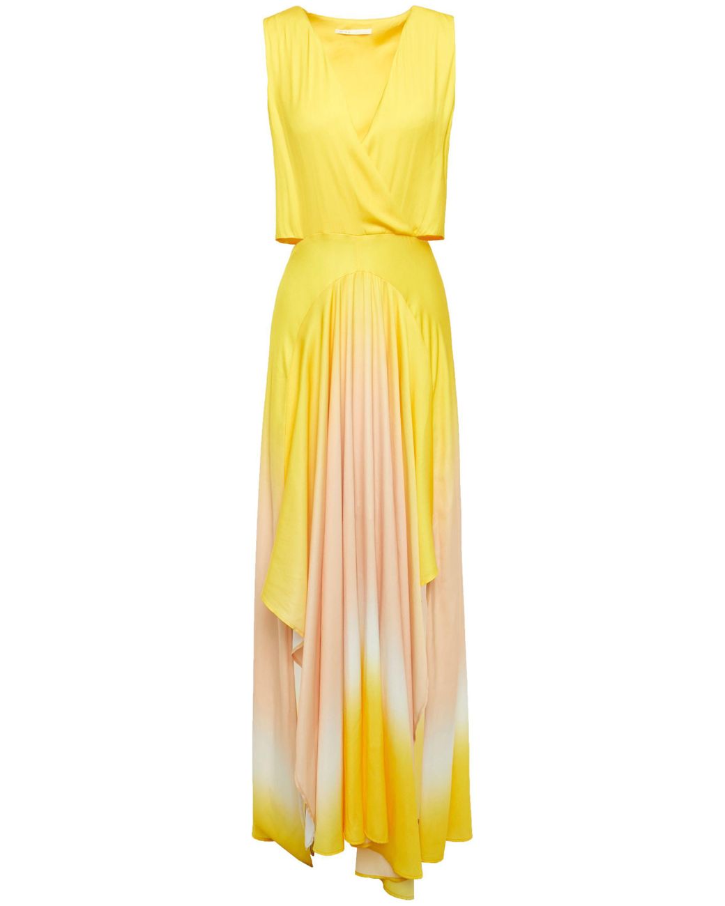Maje Resia Tie-dye V-neck Sleeveless Satin Maxi Dress in Yellow | Lyst  Australia