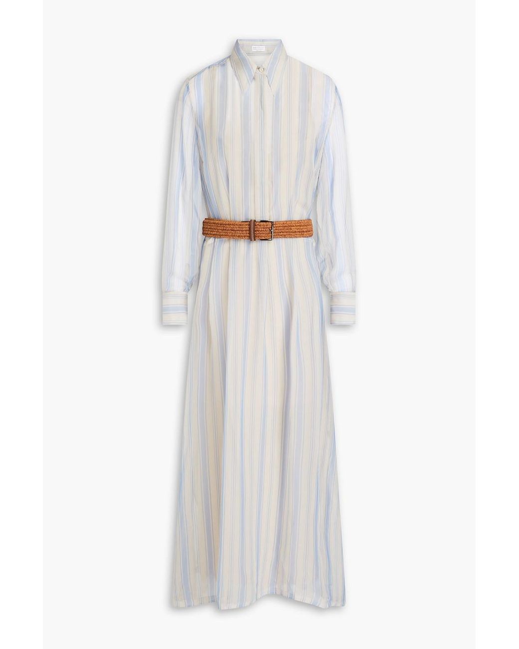 sachin and babi light blue dress Button Front Belted Shirt Dress in Beige main image 0
