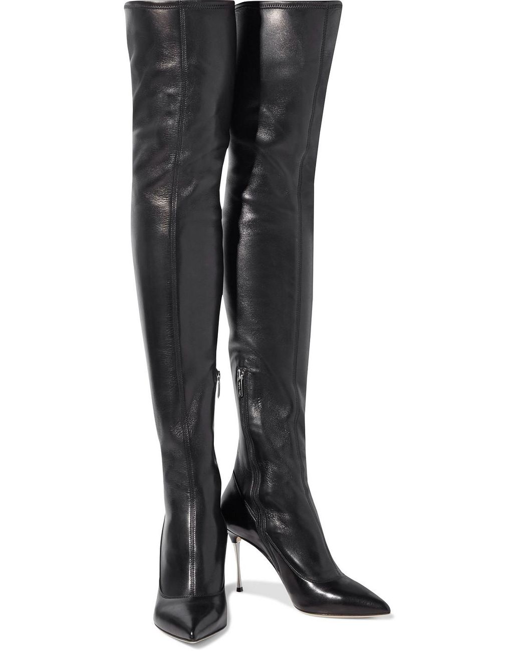 Sergio Rossi ridged leather boots - Black