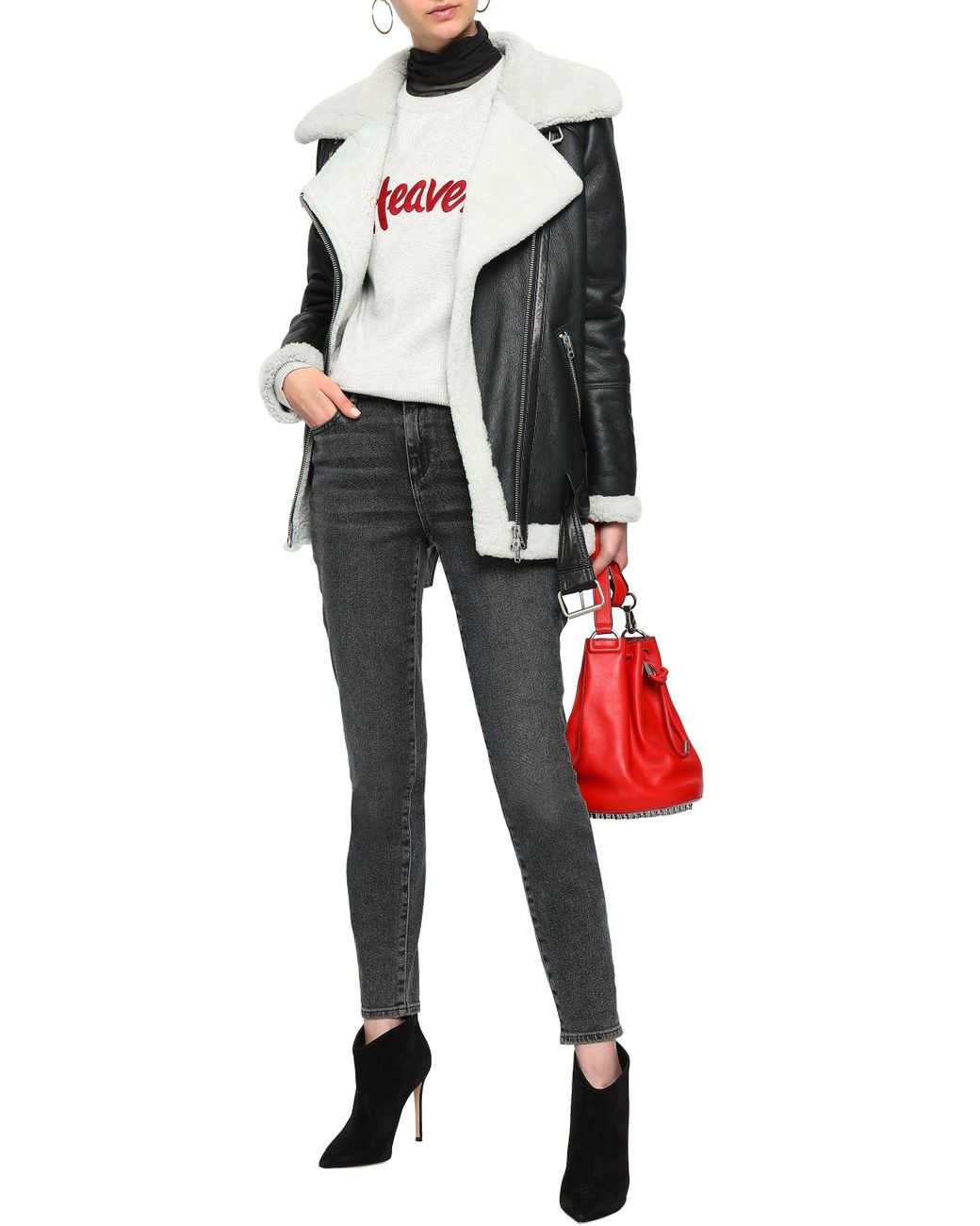 Muubaa Shearling Biker Jacket Black | Lyst