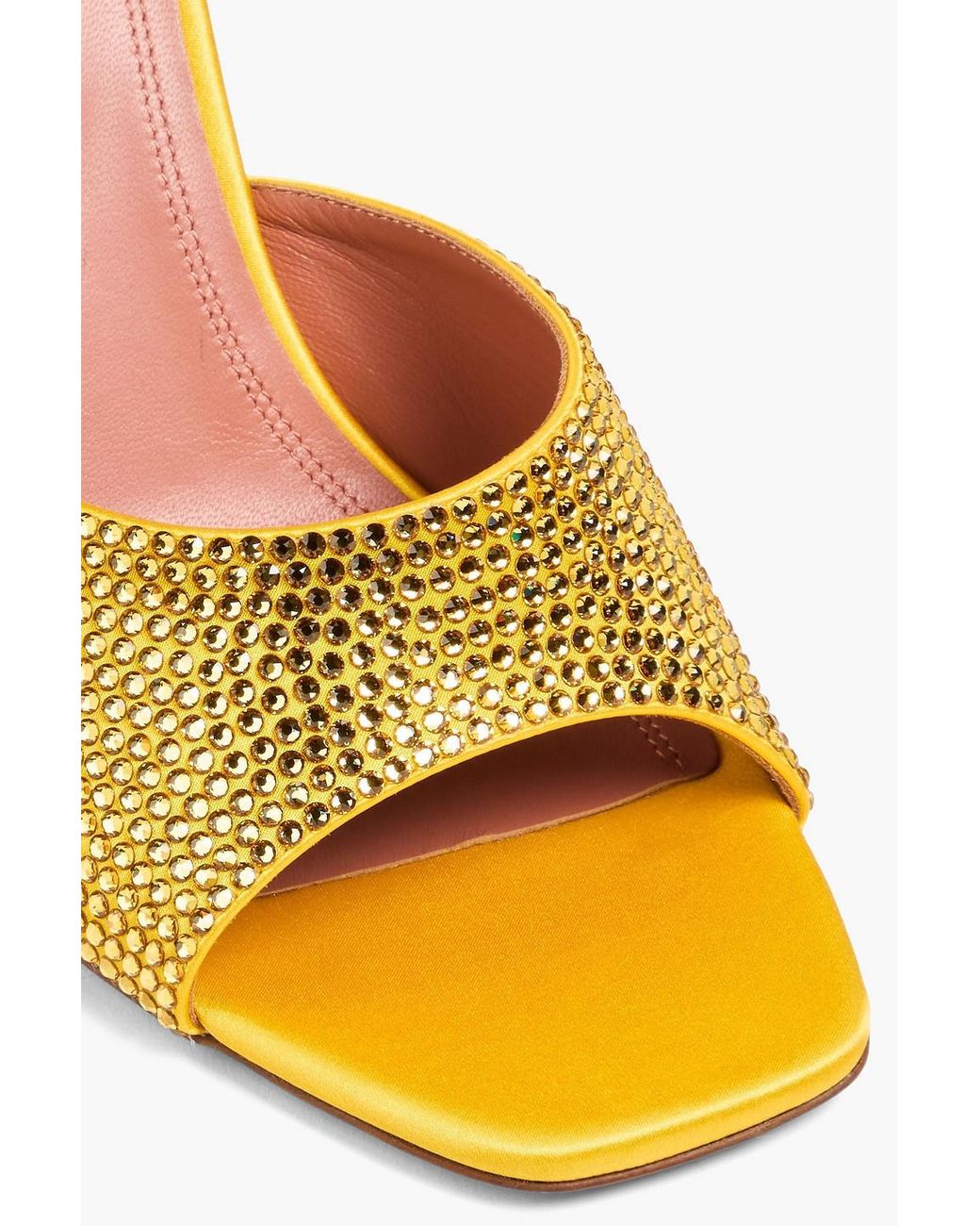 AMINA MUADDI Yellow Lupita Crystal-embellished Satin Mules