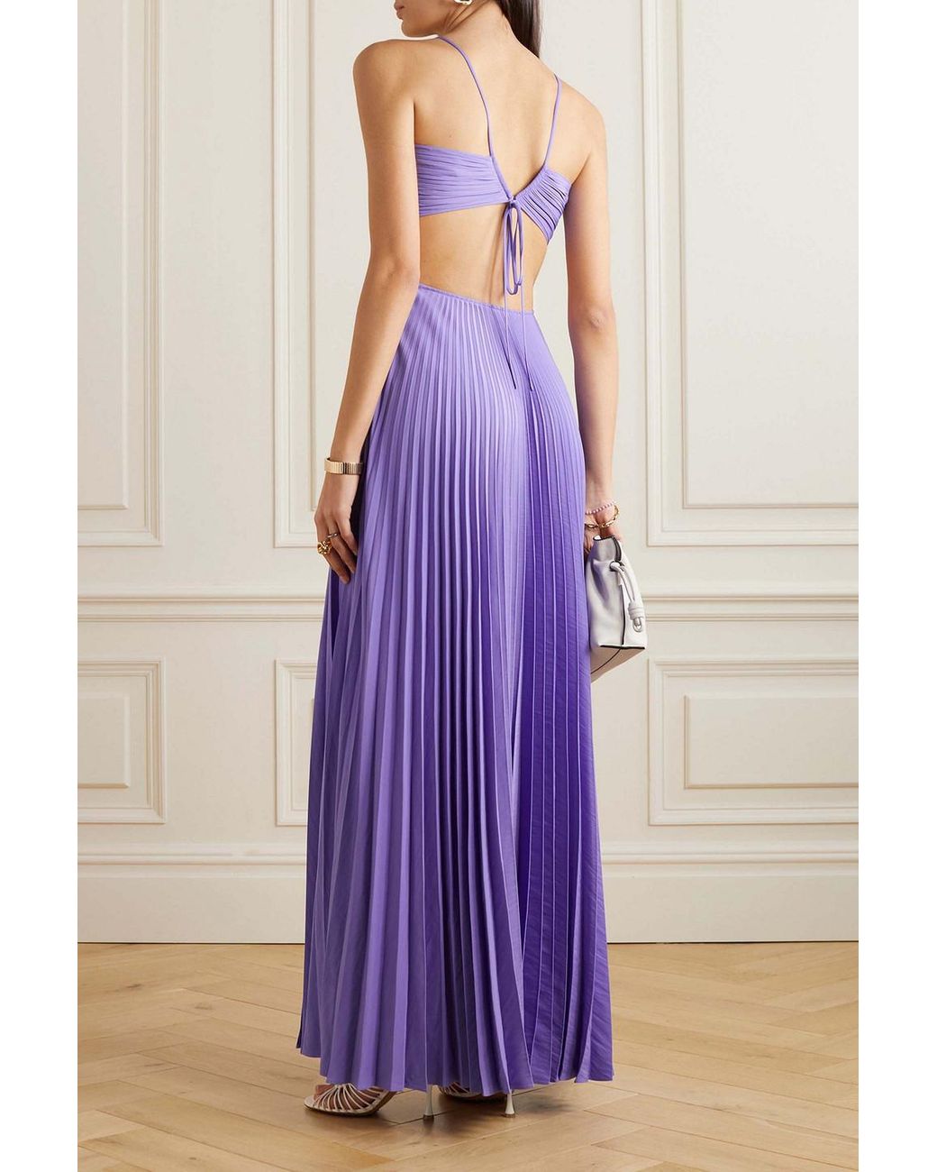 moira cut out maxi dress A.L.C. Moira Matte Women's Blue Polyester Fully Lined Halter Neck Plea TheFabNest