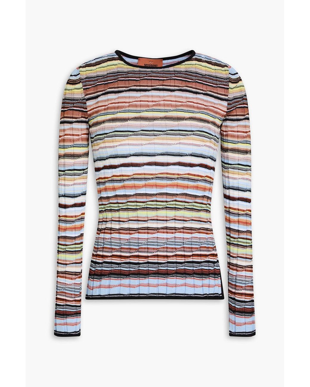 Missoni Ribbed Striped Cotton-Blend Sweater in White | Lyst