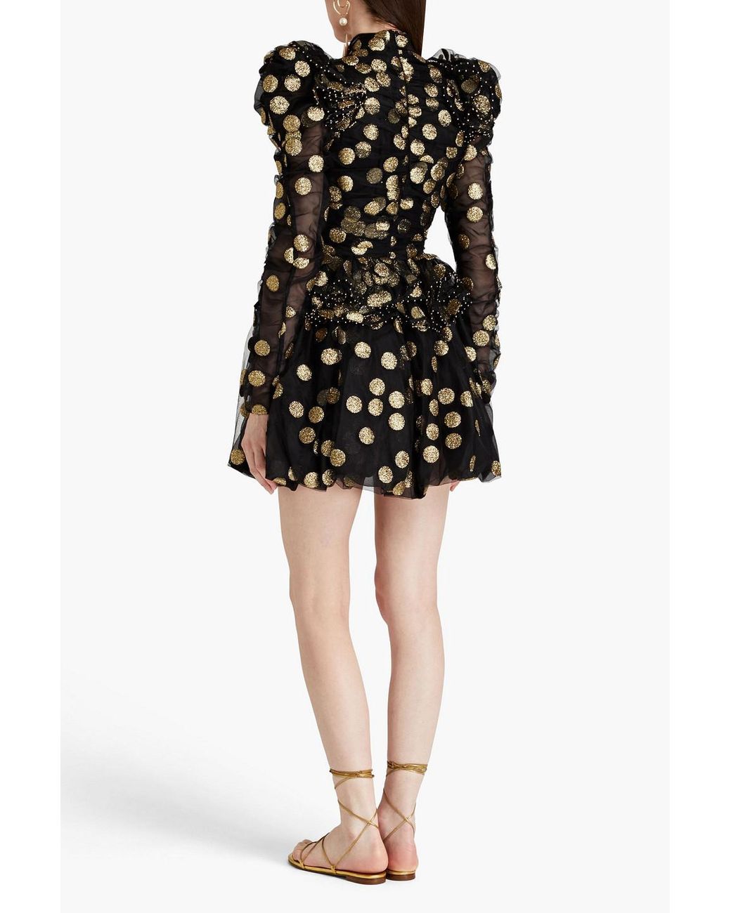 Zimmermann Ruffled Glittered Tulle Mini Dress in Black | Lyst
