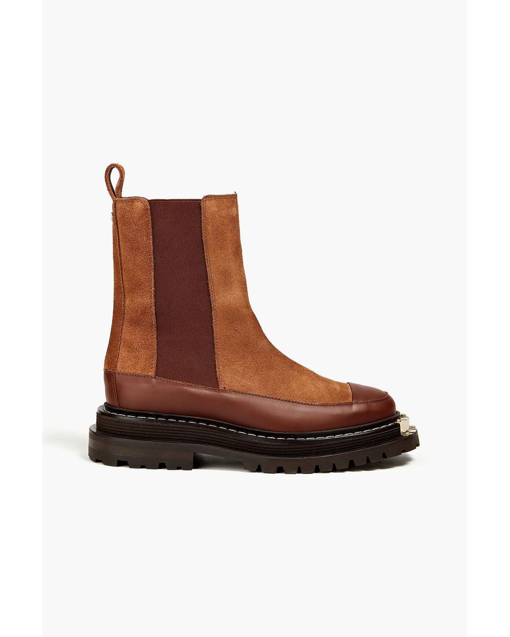 Sandro Embellished Suede And Leather Chelsea Boots in Brown Lyst UK