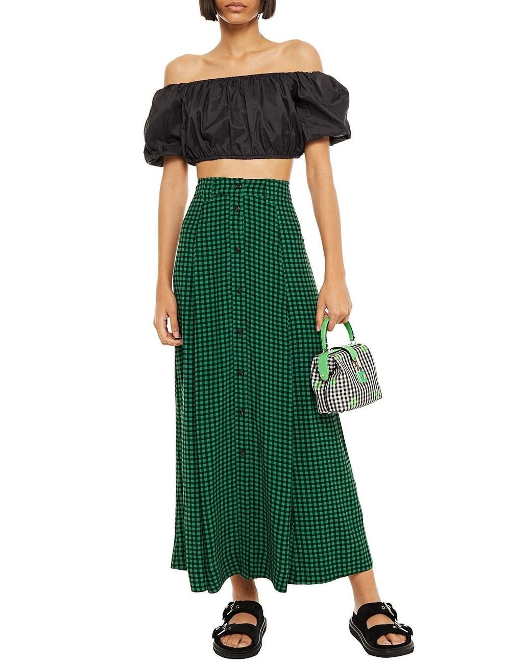 Green crepe maxi skirt top