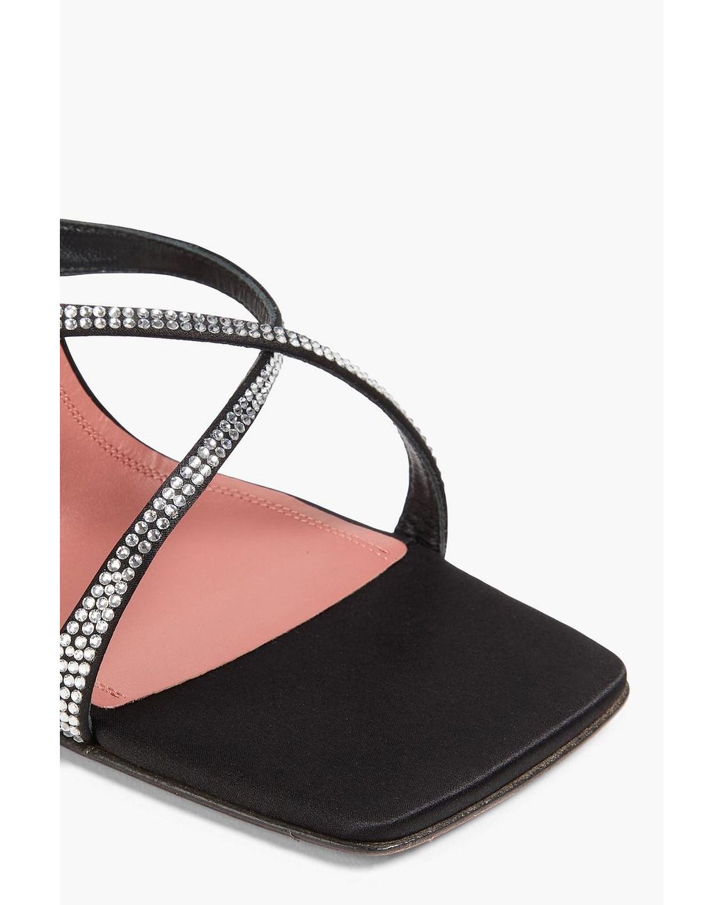 AMINA MUADDI Black Adriana Crystal-Embellished Satin Mules