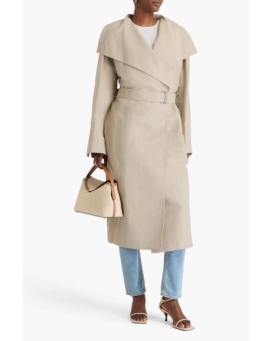 Totême  Natural Belted Linen-Blend Coat