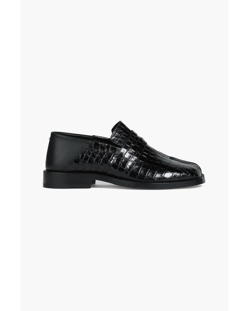 Maison Margiela Tabi Croc effect Leather Split toe Loafers in Black