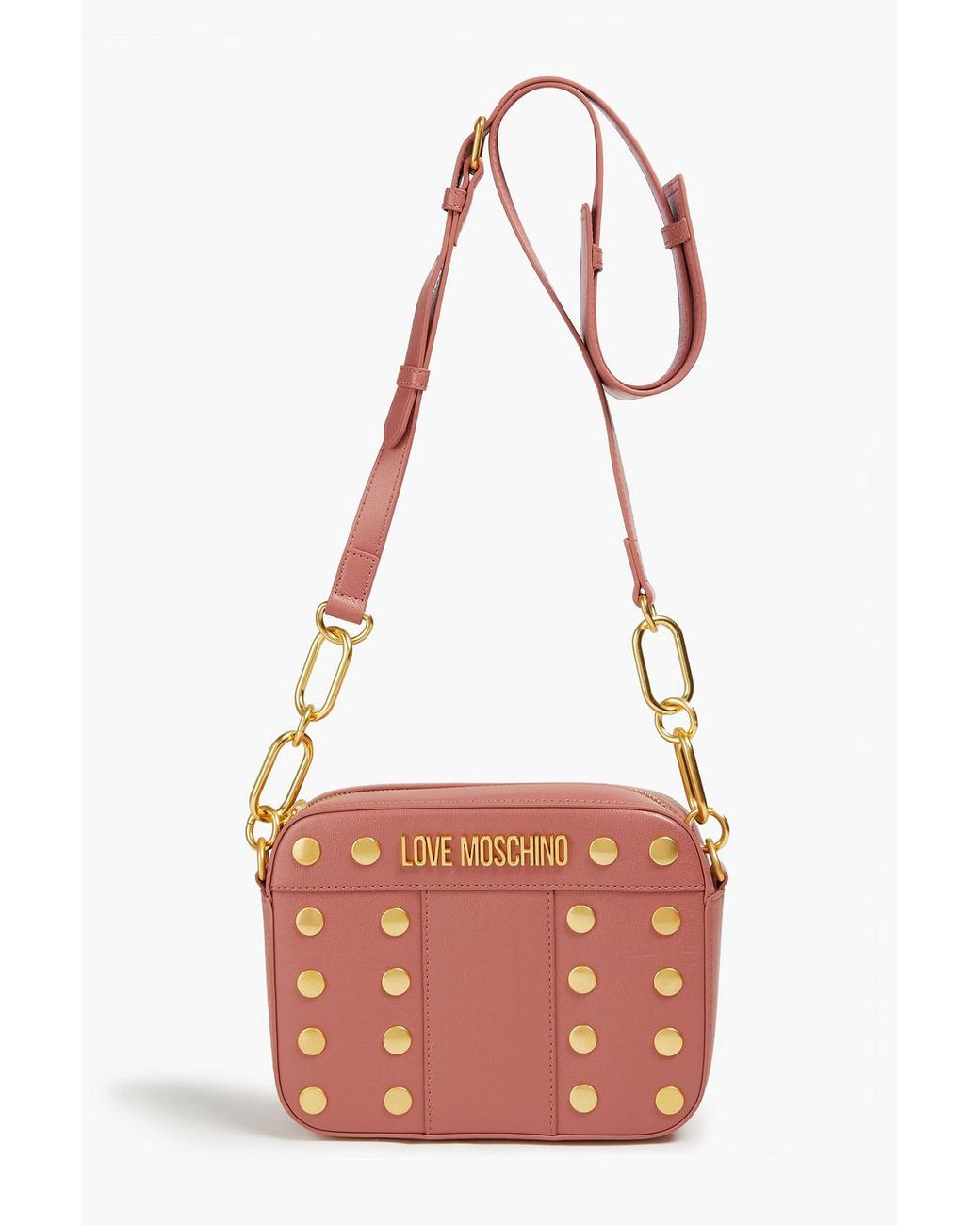 Love Moschino Studded Textured Faux Leather Camera Bag in Pink Lyst UK