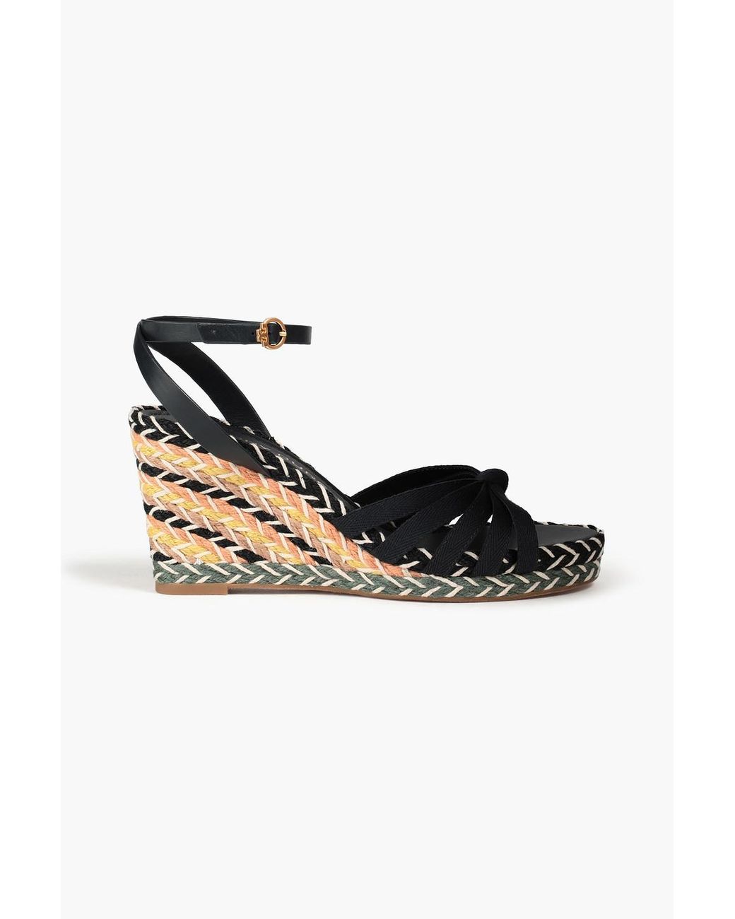 Tory Burch Knotted Canvas Wedge Espadrilles in Black | Lyst Canada