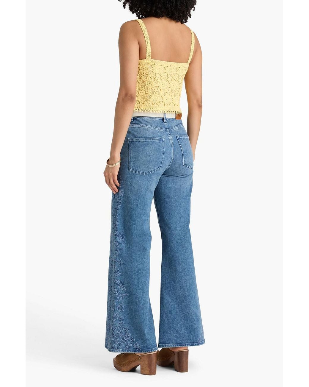 Maje Blue High-Rise Wide-Leg Jeans