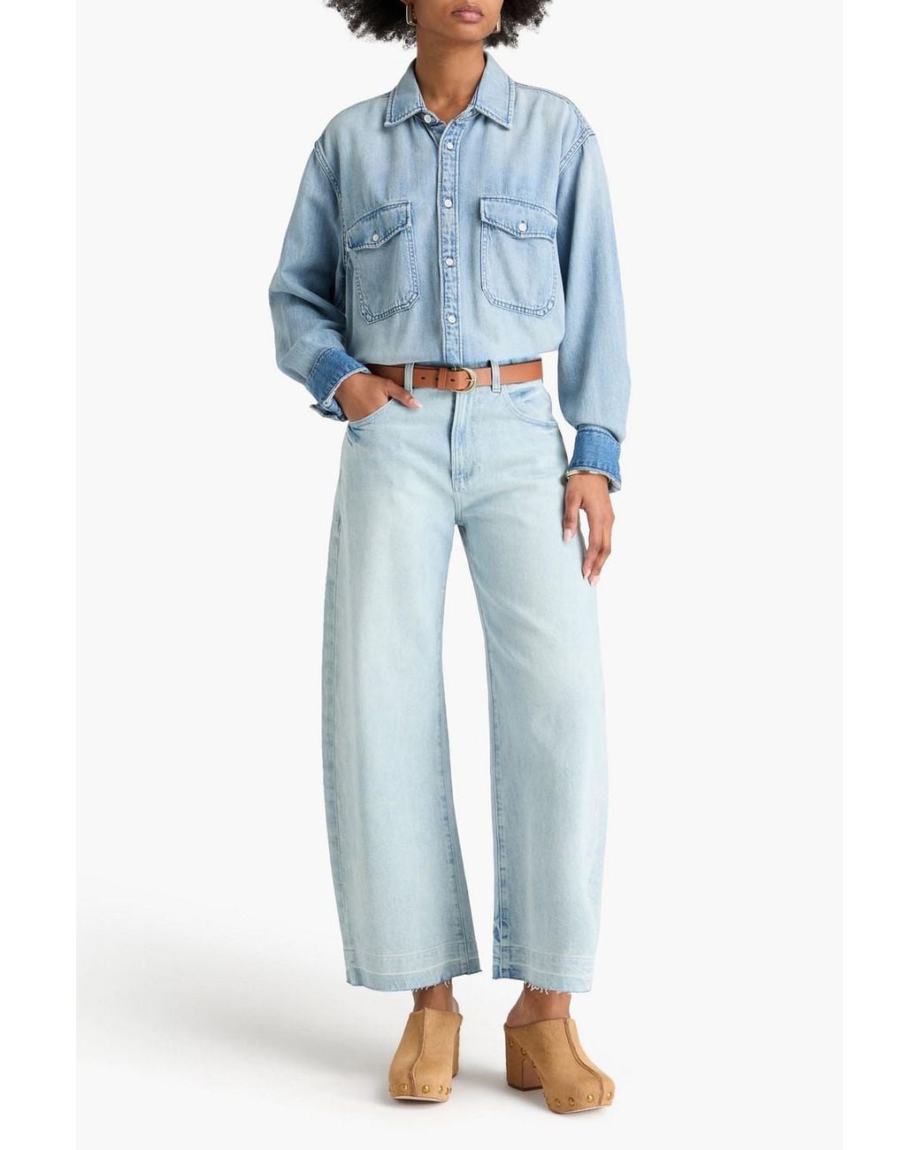 PAIGE Blue Arelia High-Rise Barrel-Leg Jeans