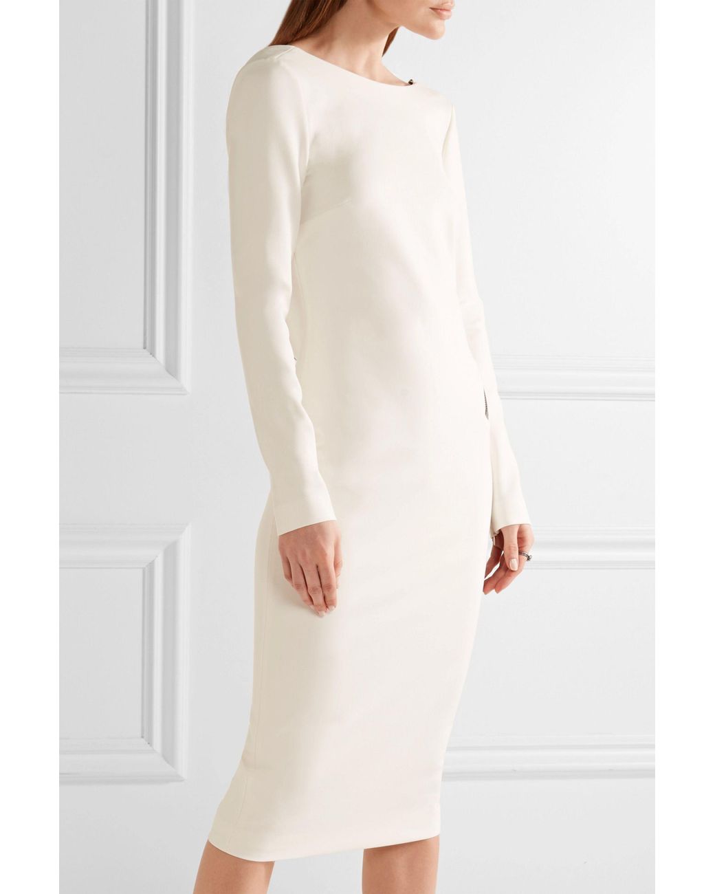 Tom Ford Open-back Zip-detailed Stretch-crepe Dress in White | Lyst