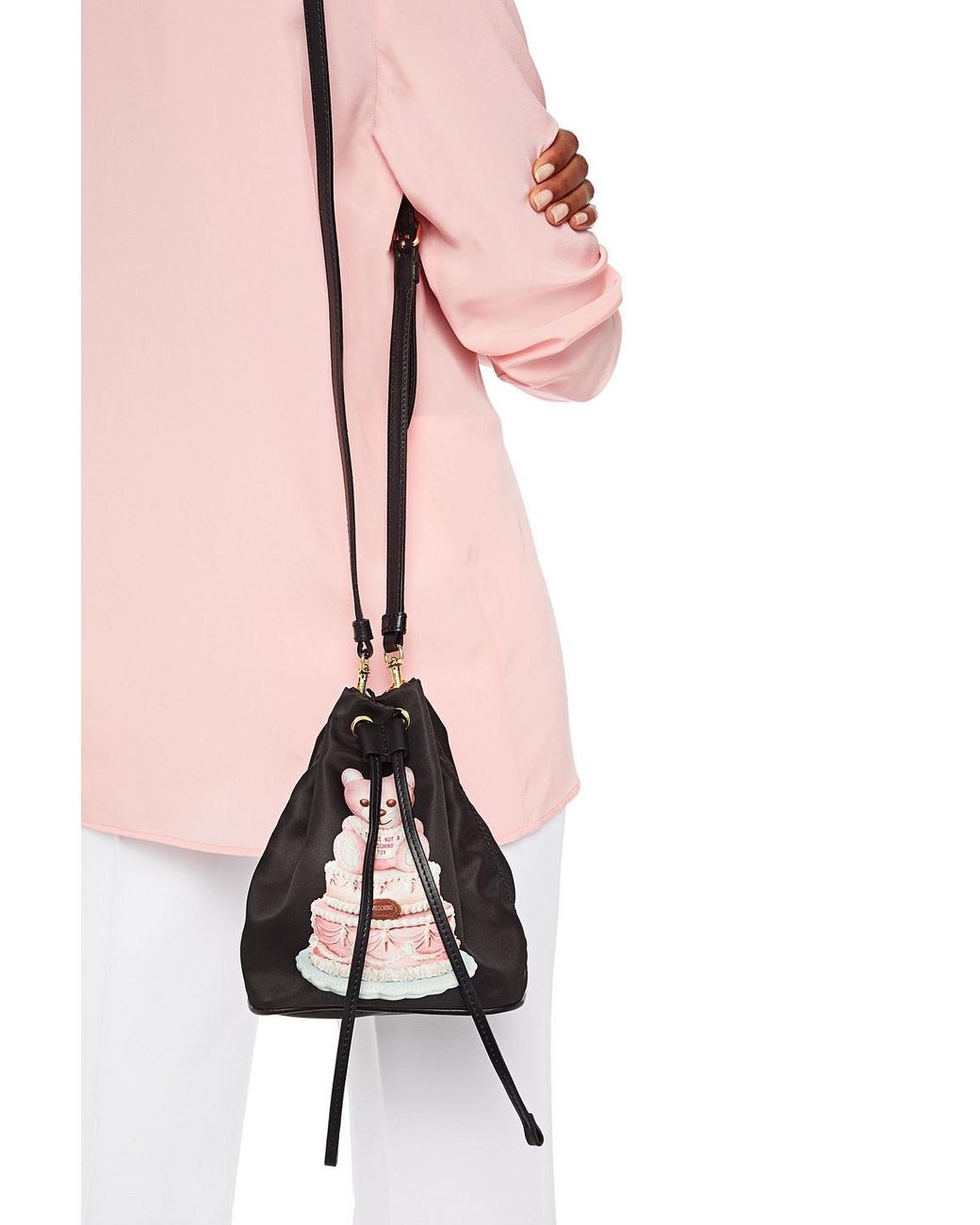 Moschino Synthetic Leather-trimmed Printed Shell Bucket Bag in Black | Lyst  Canada