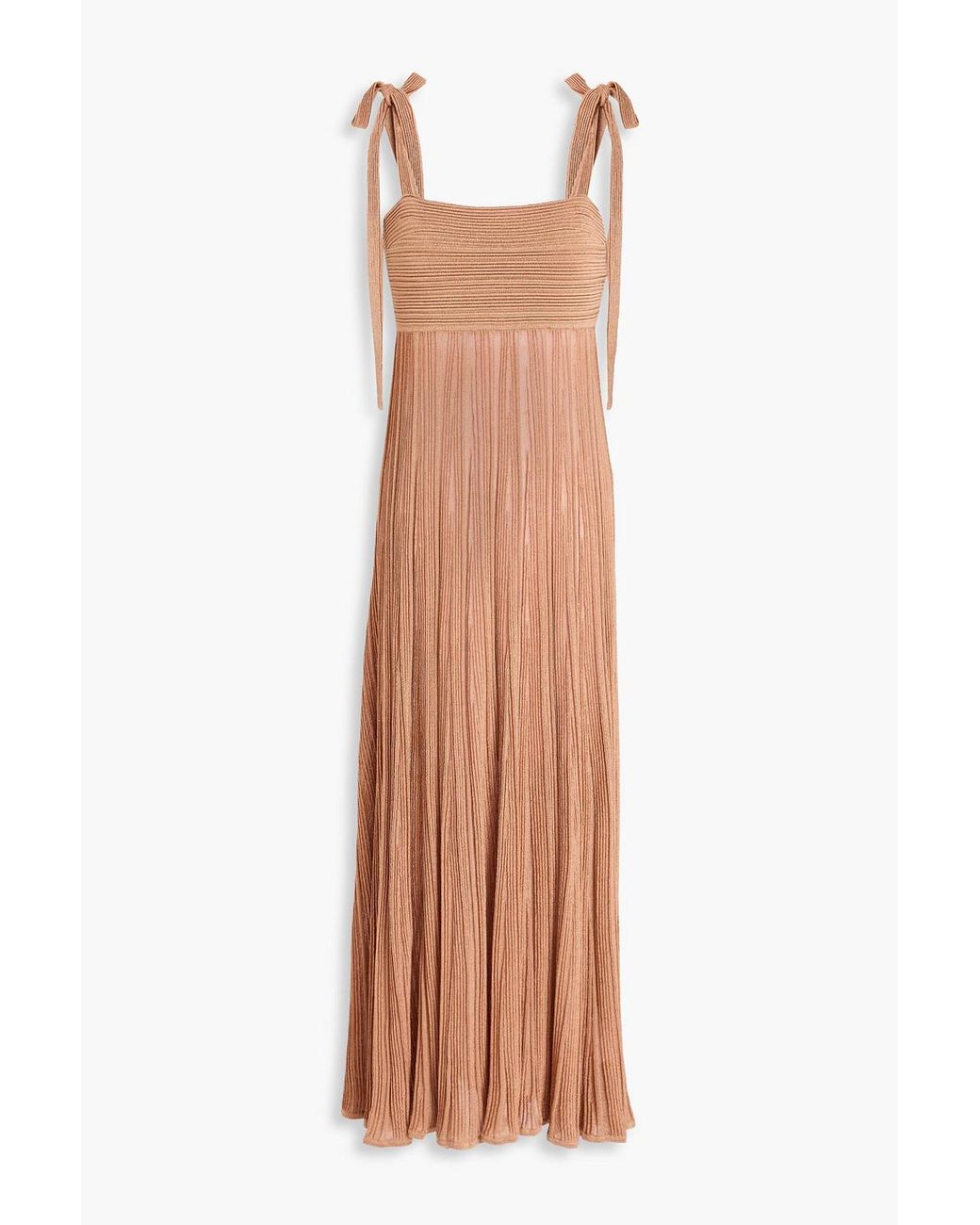 Zimmermann Pleated Metallic Crochet-Knit Midi Dress in Pink | Lyst Canada