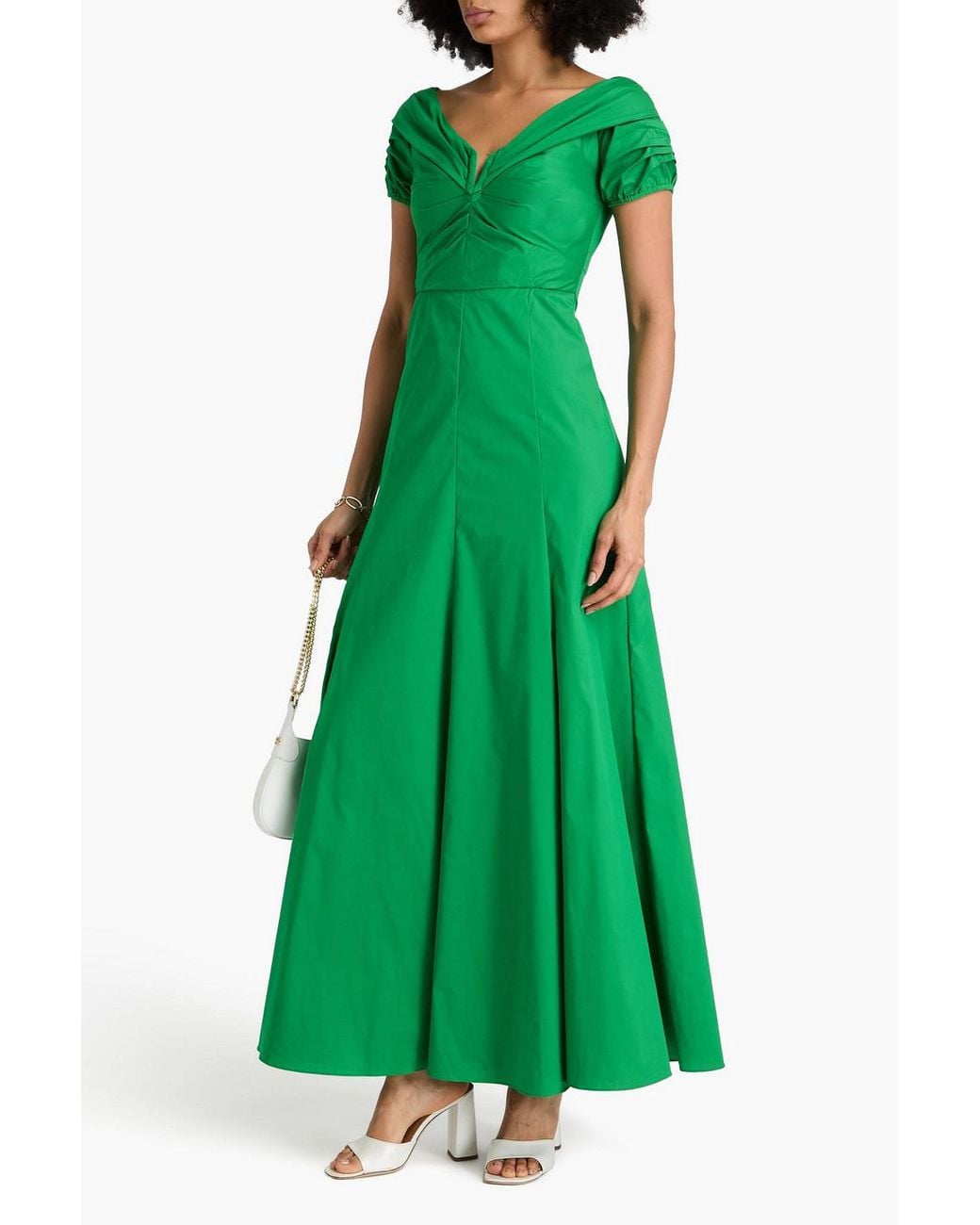 green emerald velvet dress Dvf Darrius Dress