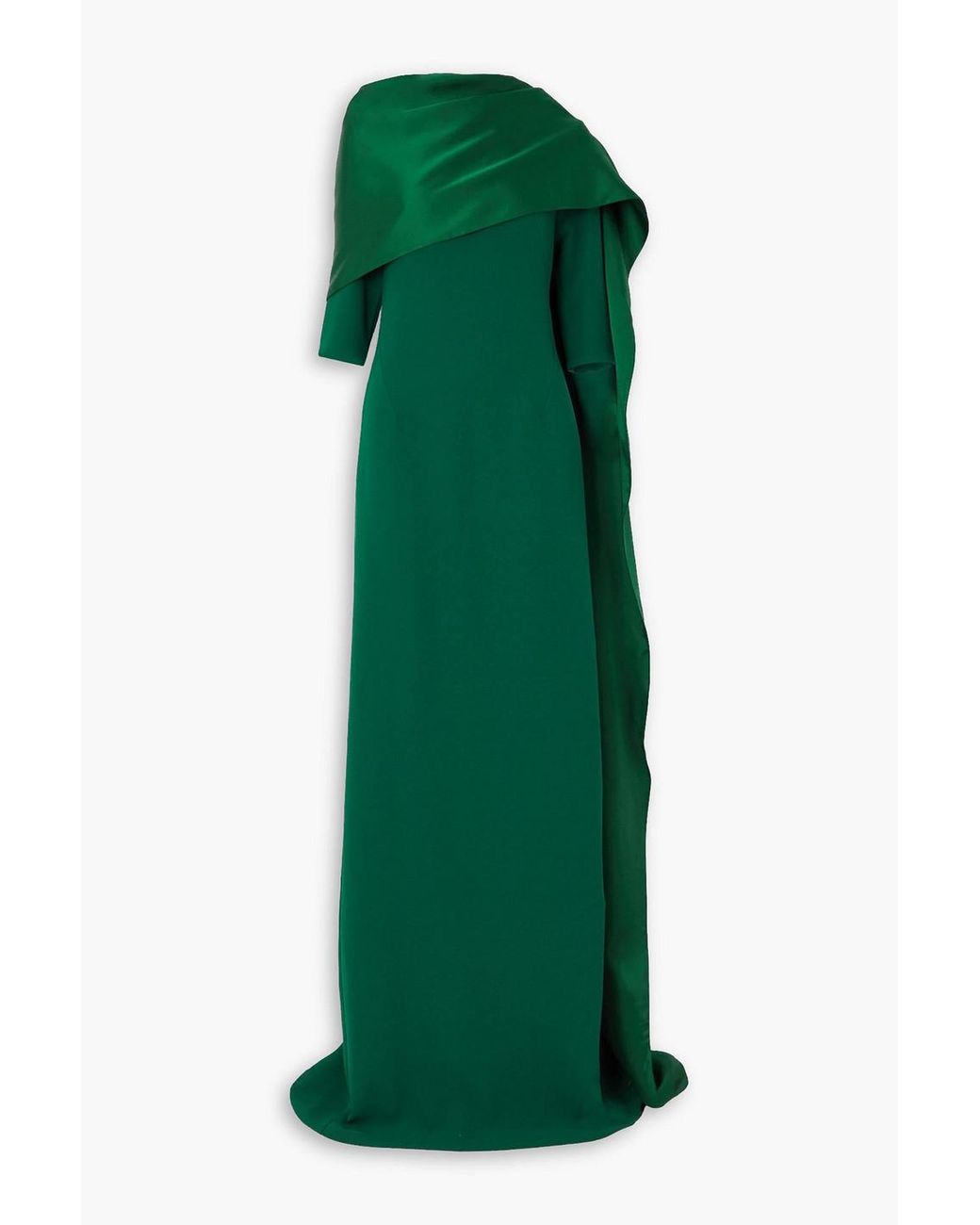 Safiyaa Cosette Cape-effect Stretch-cady And Satin Gown in Green | Lyst