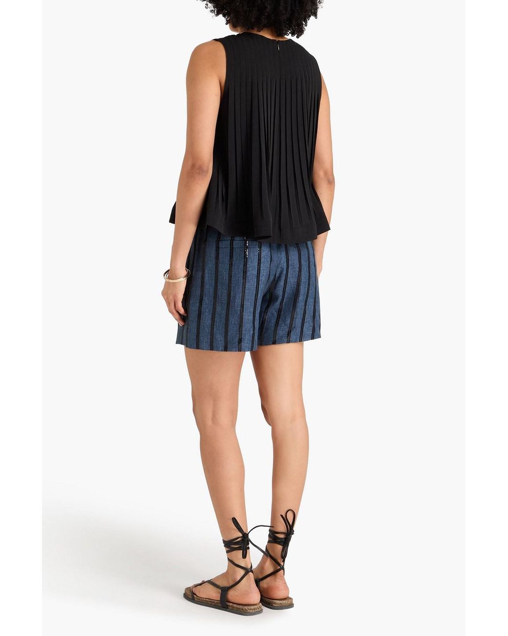 Vince Black Pleated Crepe Top