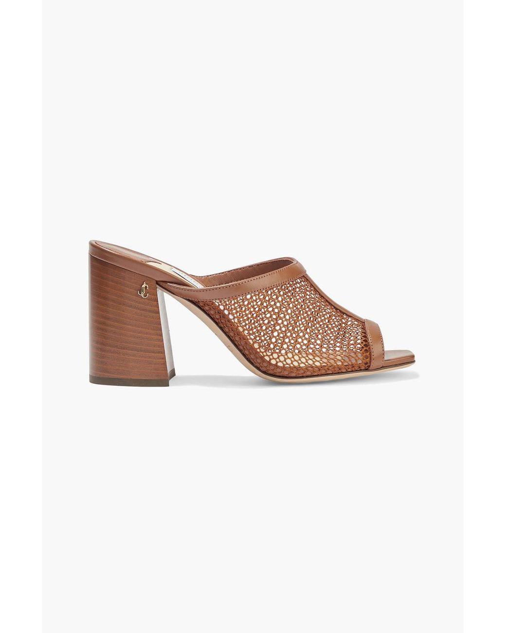 新品　Jimmy Choo Joud 85mm mules　38 Jimmy Choo Joud 85 leather-trimmed mesh mules - ShopStyle