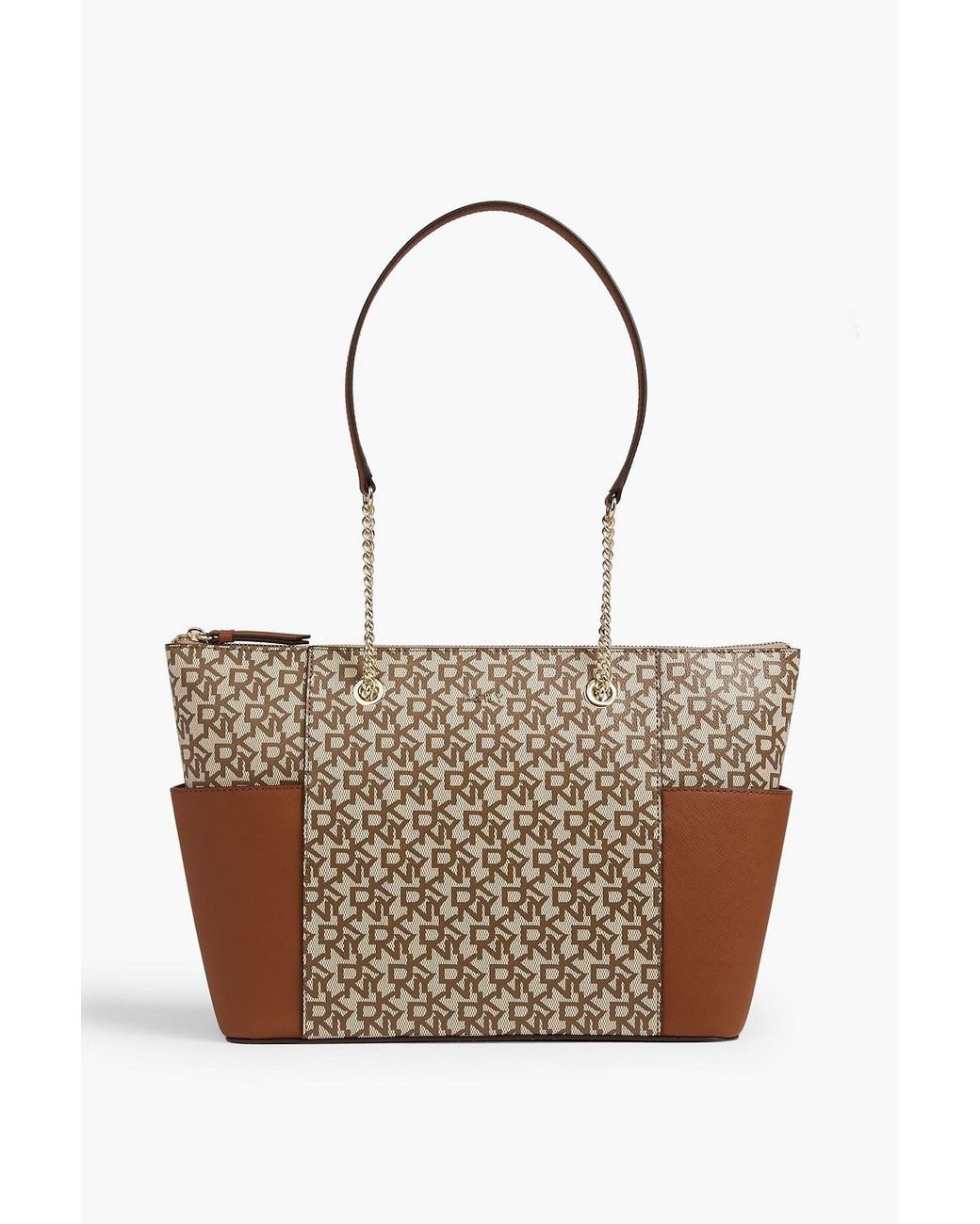 DKNY Gigi Logo print Coated canvas Tote in Brown Lyst