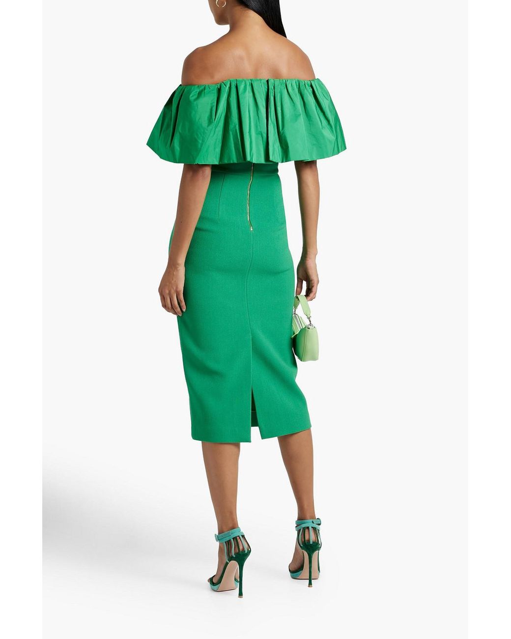 knee length dresses for ladies Pinkblush Maternity Forest Green Satin Flutter Sleeve Midi Dress main image 0