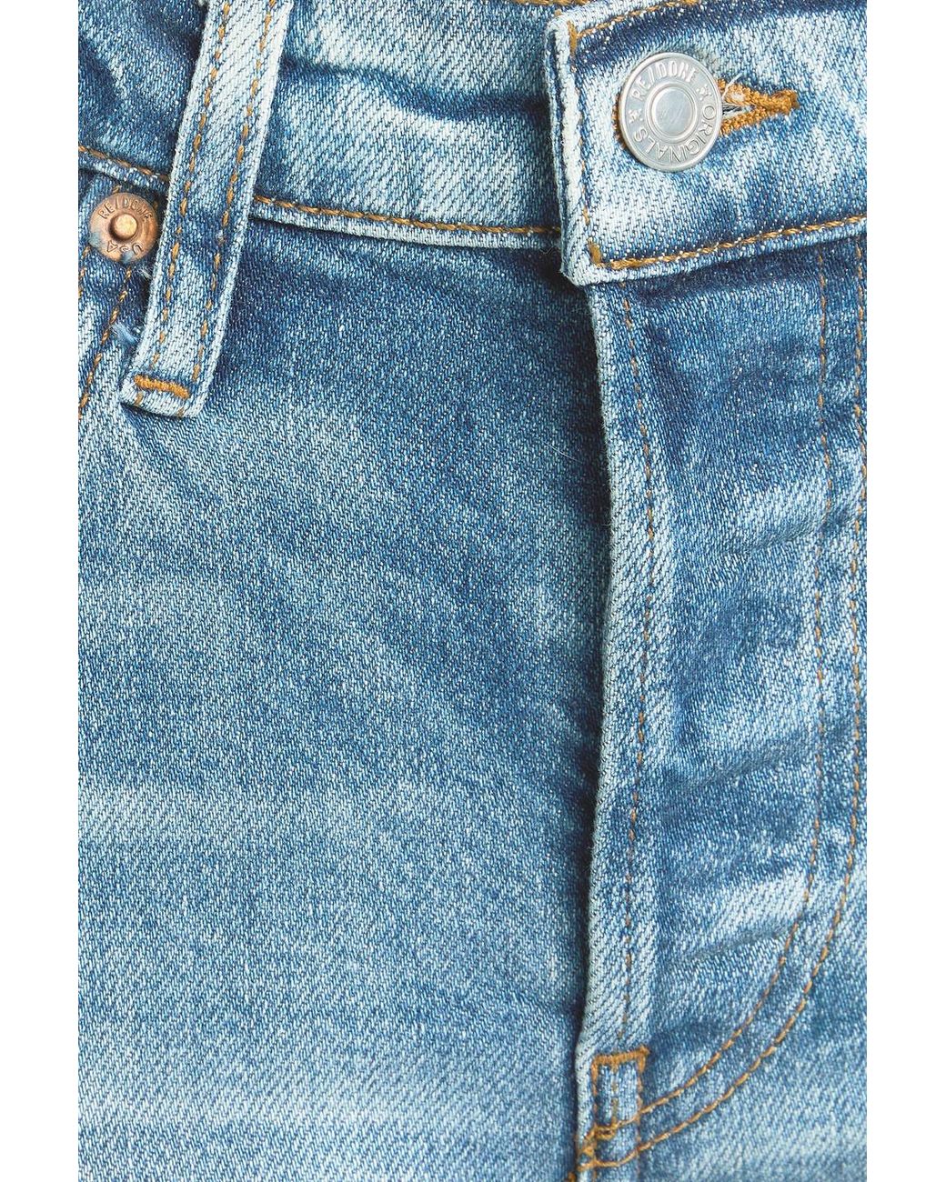 Re/done Blue Cropped Mid-Rise Straight-Leg Jeans