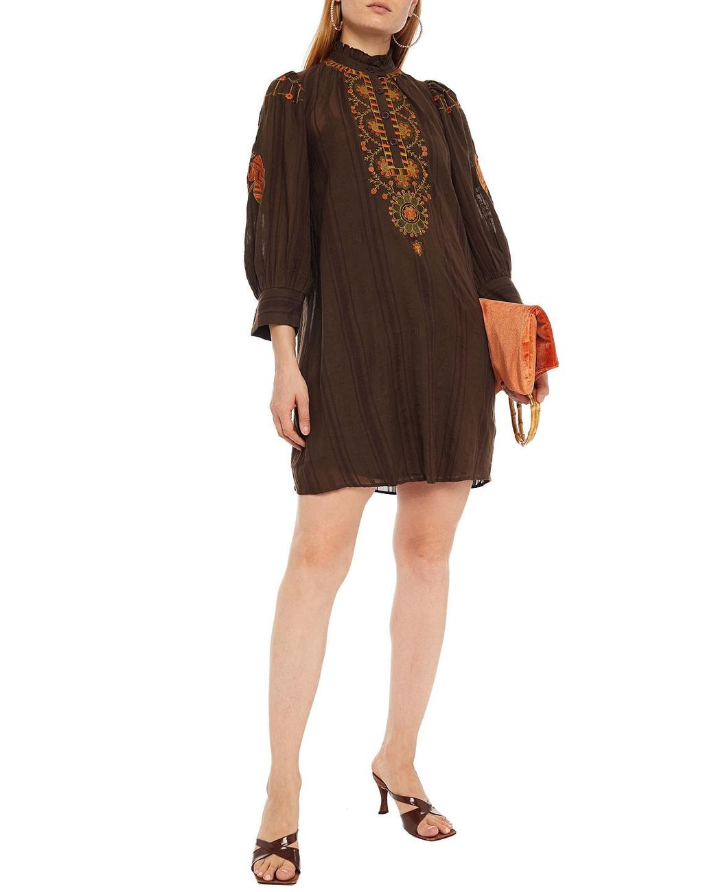 gauze embroidered dress