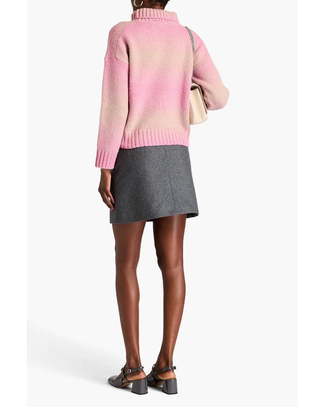 Maje Pink Knitted Turtleneck Sweater