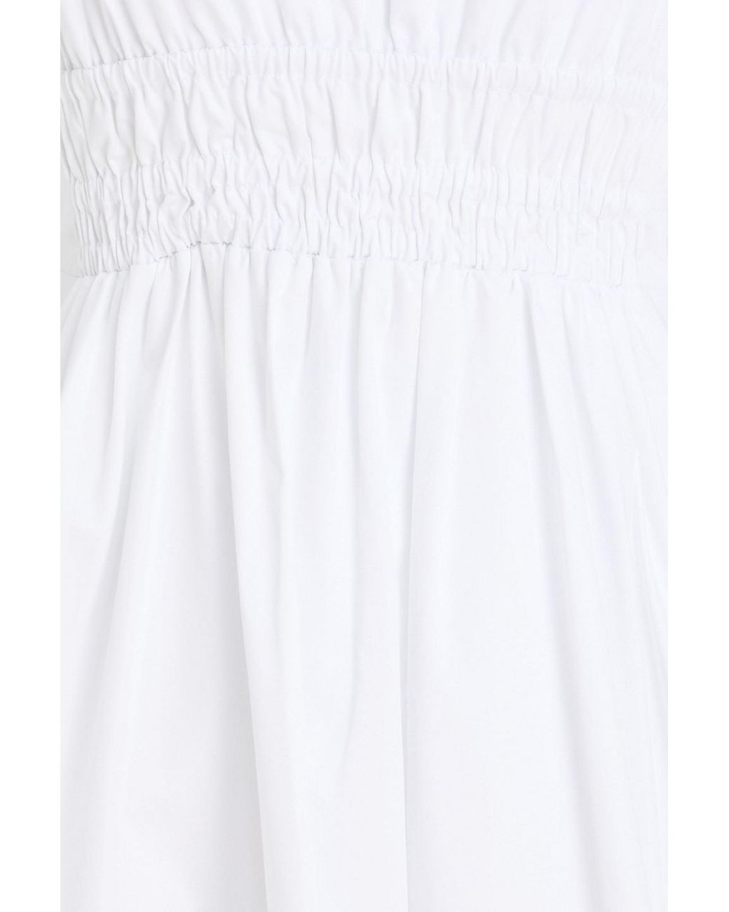Tory Burch White Shirred Cotton-poplin Midi Dress