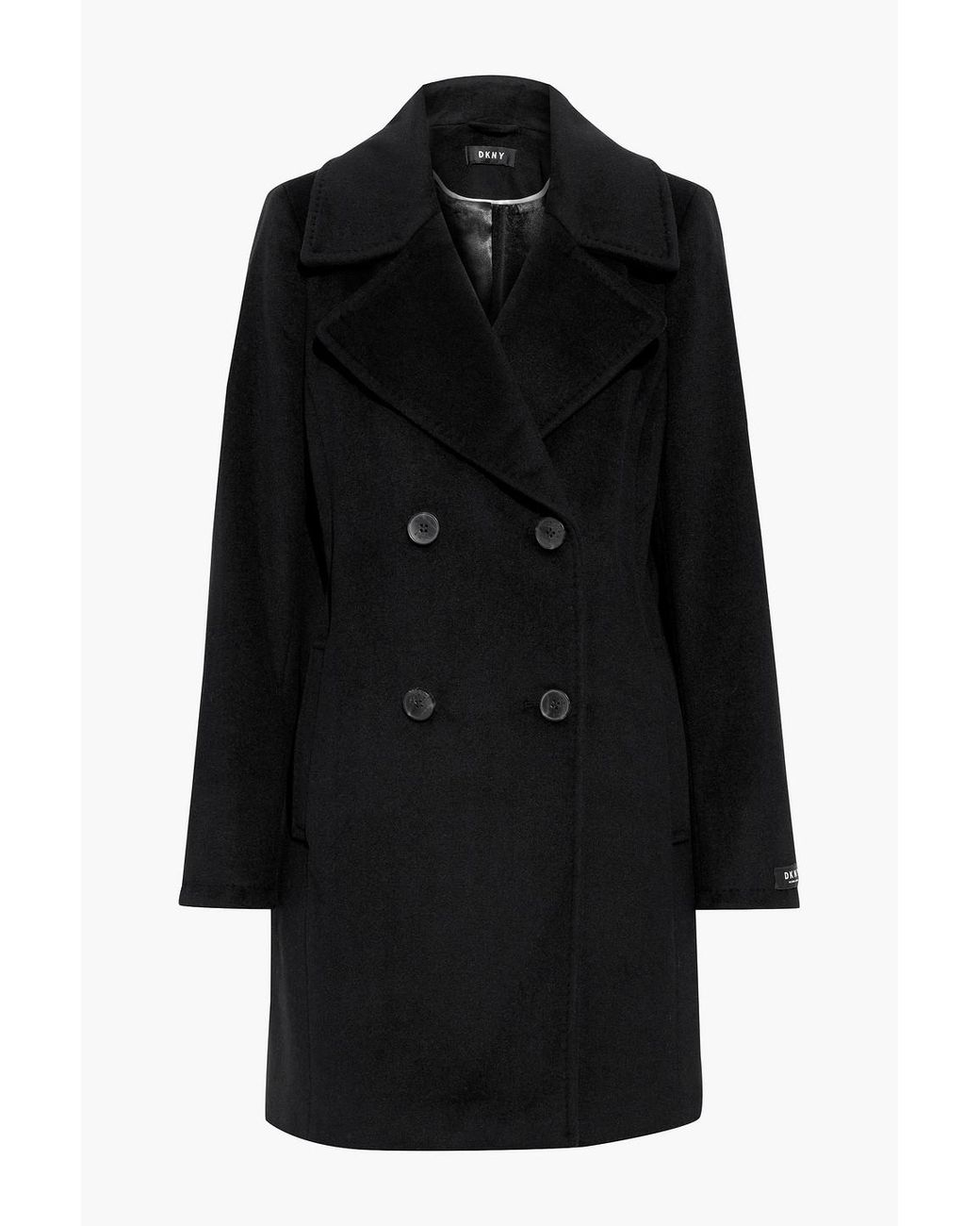 DKNY Synthetic Double-breasted Belted Wool-blend Felt Coat in Black | Lyst