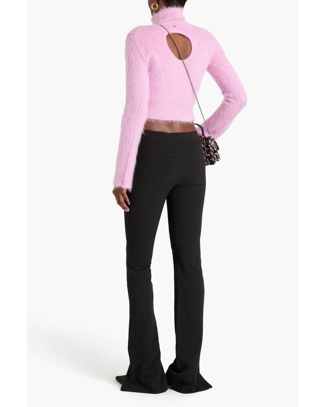 Emilio Pucci Black Printed Silk-trimmed Crepe Flared Pants