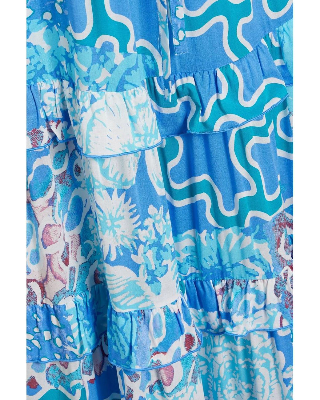 Diane von Furstenberg Shawn Tiered Printed Woven Maxi Dress in Blue | Lyst