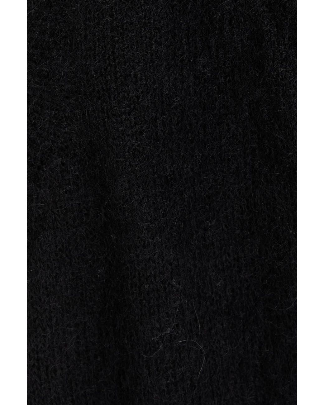 Ganni Black Bow-detailed Brushed Mohair-blend Vest