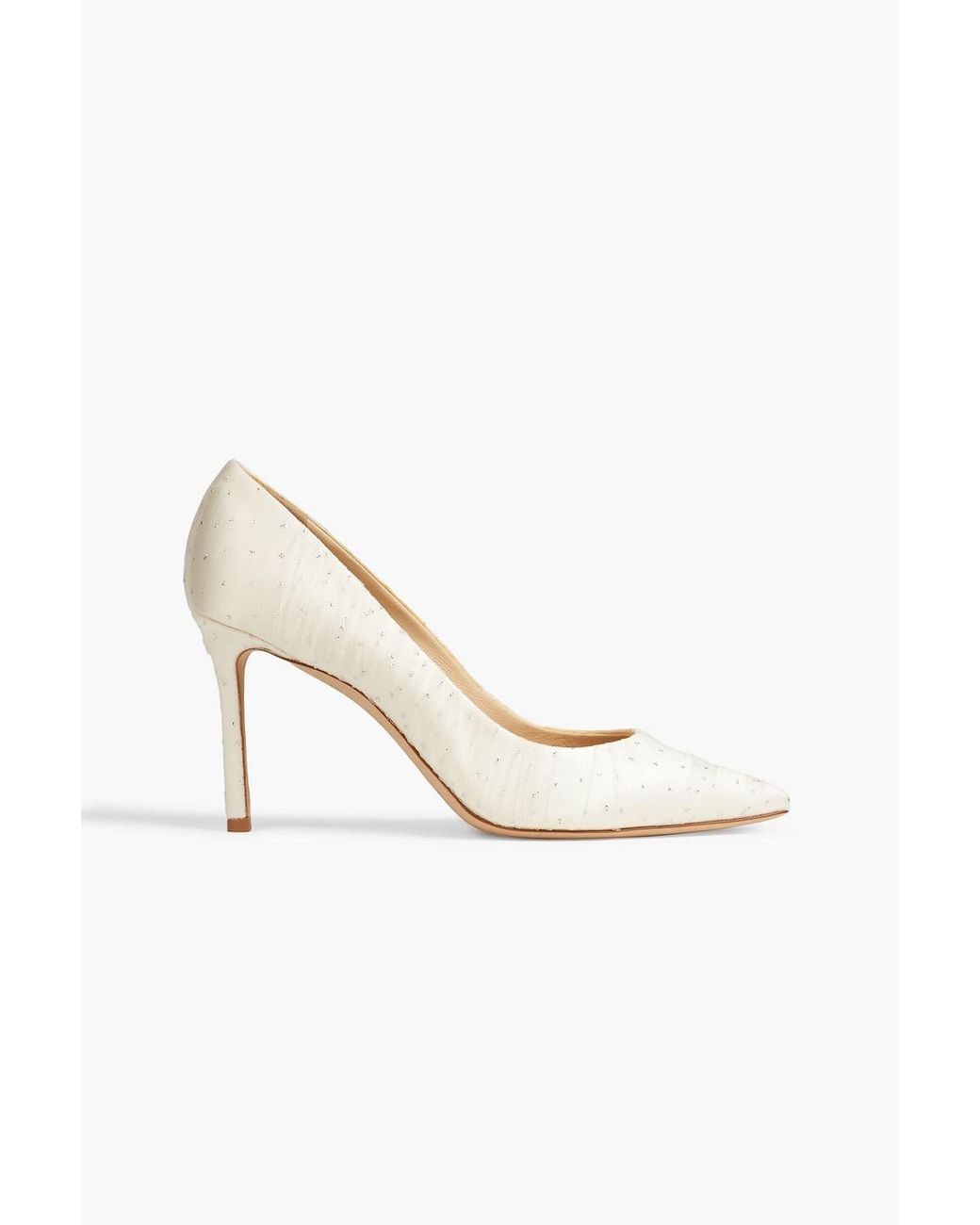 Jimmy Choo Romy 85 Glittered Tulle Pumps in White Lyst