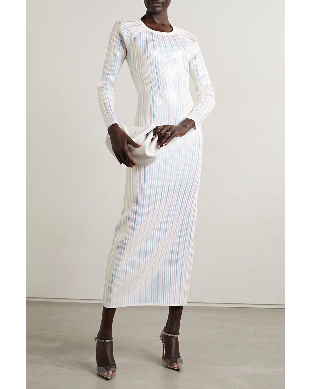 Christopher John Rogers Blue Open-back Sequin-embellished Stretch-knit Midi Dress