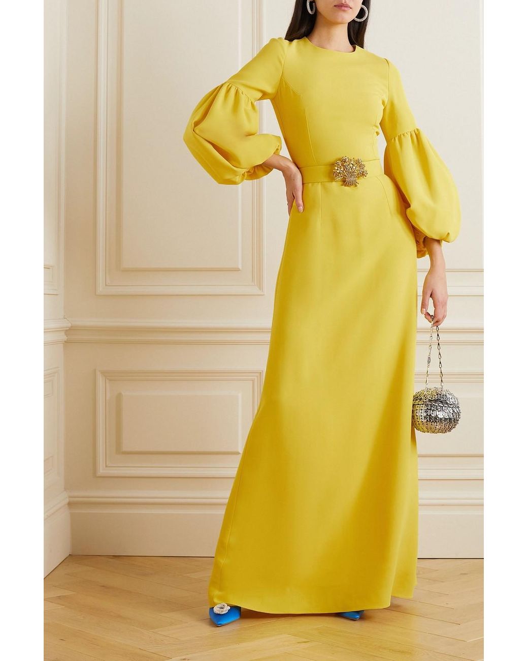 slim fit dress slacks GN • Gold foil pleated gown main image 0