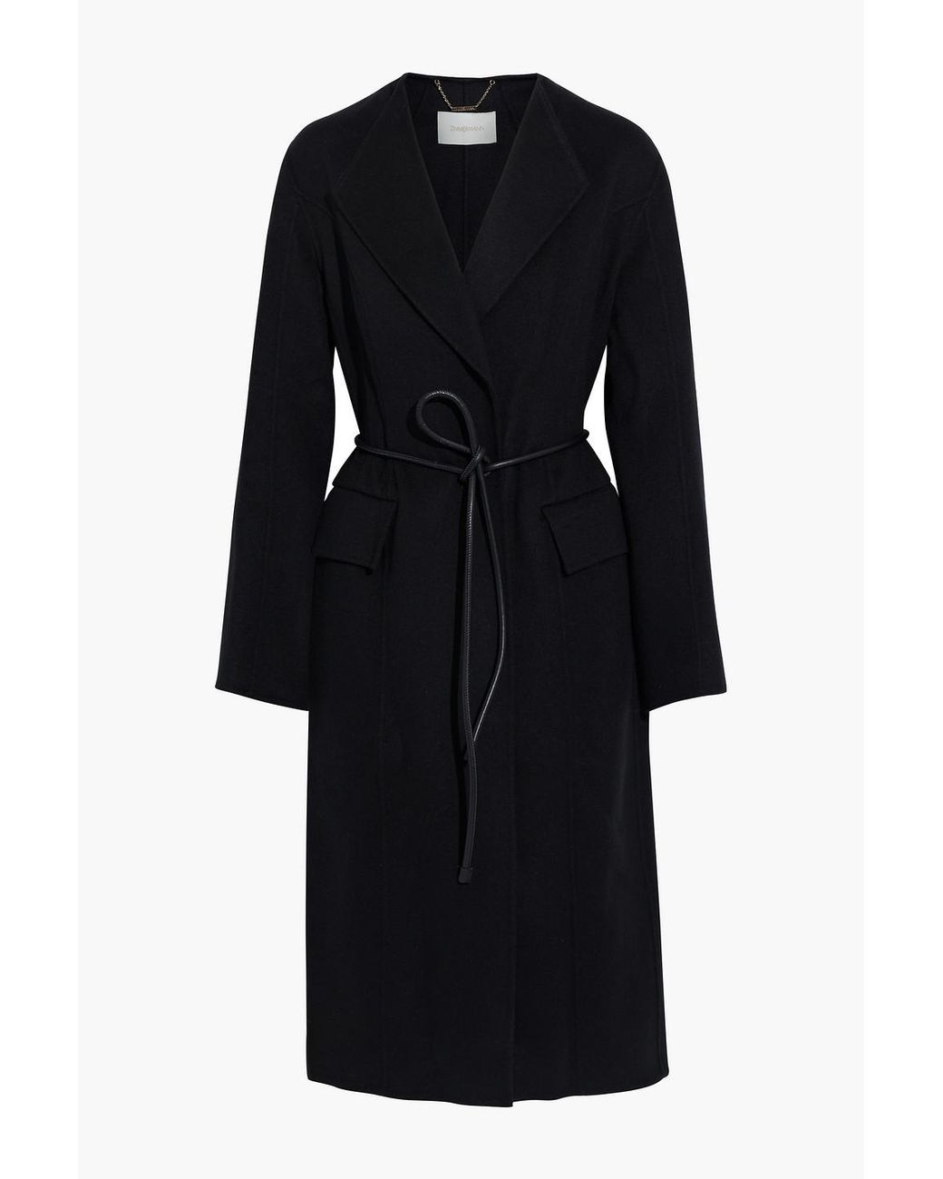 Zimmermann Belted Wool-felt Coat in Black | Lyst